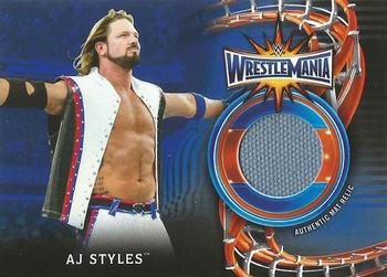 2018 Topps WWE Road To Wrestlemania - Wrestlemania 33 Mat Relics Blue #WM-AS AJ Styles Front