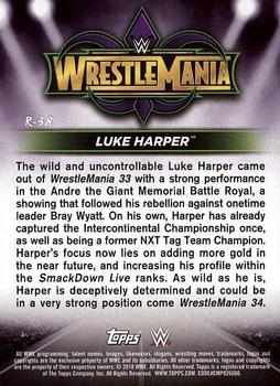 2018 Topps WWE Road To Wrestlemania - Wrestlemania 34 Roster #R-38 Luke Harper Back