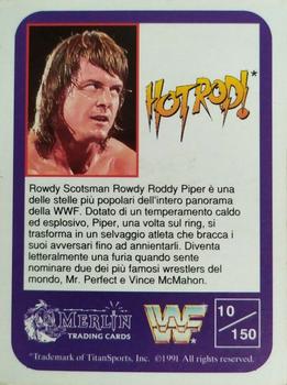 1991 Merlin WWF (Italian) #10 Rowdy Roddy Piper Back