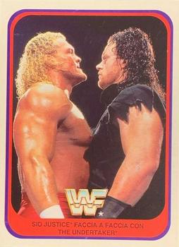 1991 Merlin WWF (Italian) #37 Sid Justice Face to Face with The Undertaker Front