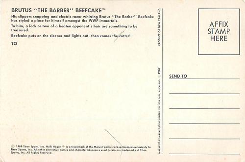 1989 Market Scene Postcards WWF #NNO Brutus The Barber Beefcake Back