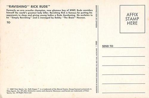1989 Market Scene Postcards WWF #NNO Ravishing Rick Rude Back