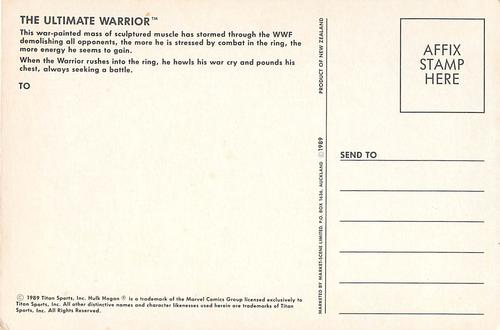 1989 Market Scene Postcards WWF #NNO The Ultimate Warrior Back