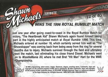 2018 Topps WWE - Shawn Michaels Tribute (Part 2) #12 Wins the 1996 Royal Rumble Match Back