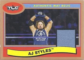 2018 Topps WWE Heritage - TLC: Tables, Ladders & Chairs 2017 Mat Relics Bronze #TLC-AJ AJ Styles Front