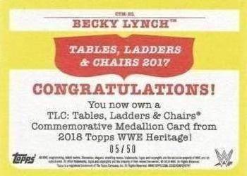 2018 Topps WWE Heritage - TLC Commemorative Medallion Relics Blue #CTM-BL Becky Lynch Back