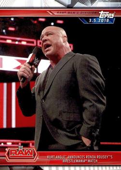 2019 Topps WWE Road to Wrestlemania #29 Kurt Angle Announces Ronda Rousey's WrestleMania Match Front