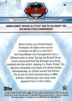 2019 Topps WWE Road to Wrestlemania #60 Baron Corbin Defeats AJ Styles and Tye Dillinger for the United States Championship Back