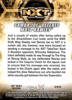 2018 Topps WWE NXT - Matches and Moments #1 Samoa Joe Defeats Mojo Rawley Back