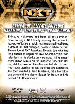 2018 Topps WWE NXT - Matches and Moments #17 Samoa Joe Defeats Shinsuke Nakamura Back