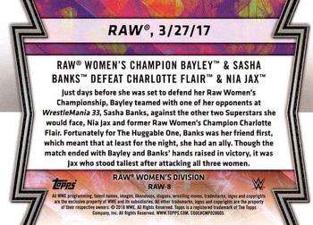 2018 Topps WWE Women's Division - Memorable Matches and Moments #RAW-8 Sasha Banks Back