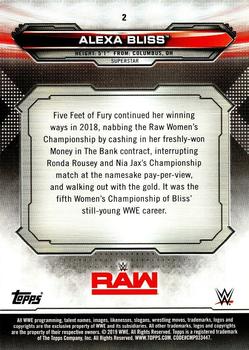2019 Topps WWE RAW #2 Alexa Bliss Back