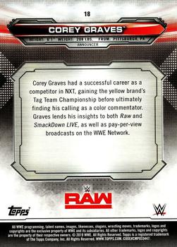 2019 Topps WWE RAW #18 Corey Graves Back