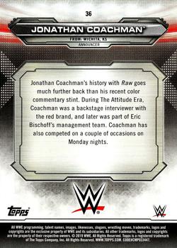 2019 Topps WWE RAW #36 Jonathan Coachman Back