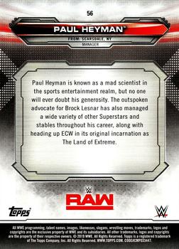 2019 Topps WWE RAW #56 Paul Heyman Back