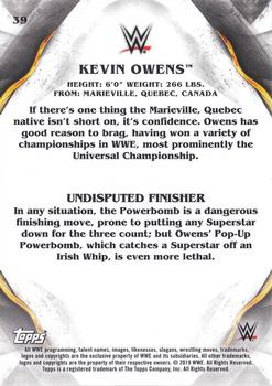2019 Topps WWE Undisputed #39 Kevin Owens Back