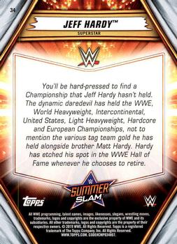 2019 Topps WWE SummerSlam #34 Jeff Hardy Back