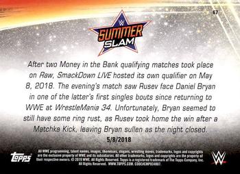2019 Topps WWE SummerSlam #67 Rusev def. Daniel Bryan to Qualify for the Money in the Bank Match Back