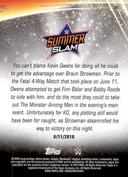 2019 Topps WWE SummerSlam #71 Braun Strowman def. Finn Bálor, Bobby Roode, and Kevin Owens Back