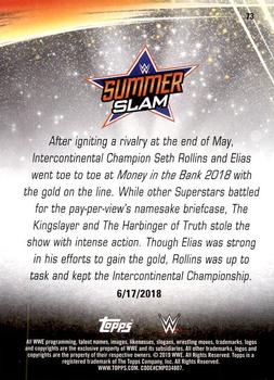 2019 Topps WWE SummerSlam #73 Intercontinental Champion Seth Rollins def. Elias Back