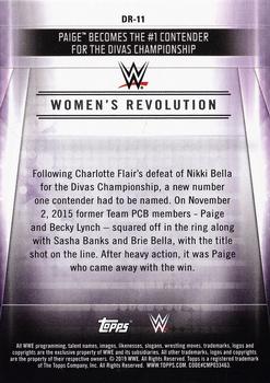 2019 Topps WWE RAW - Women's Revolution (Part 2) #DR-11 Paige Becomes the #1 Contender for the Divas Championship Back