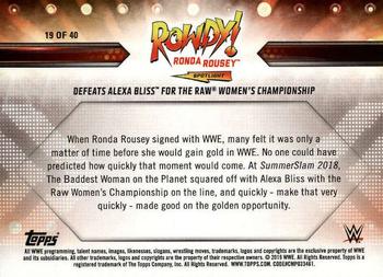 2019 Topps WWE RAW - Rowdy Ronda Rousey Spotlight (Part 2) #19 Ronda Rousey Back