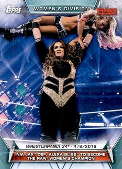 2019 Topps WWE Women's Division #68 Nia Jax def. Alexa Bliss to Become the Raw Women's Champion (Wrestlemania 34 - 4/8/2018) Front