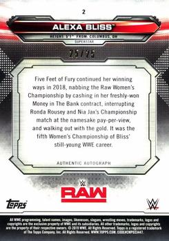 2019 Topps WWE RAW - Autographs Silver #2 Alexa Bliss Back