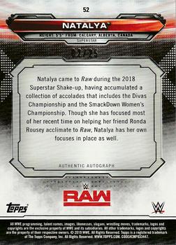 2019 Topps WWE RAW - Autographs Silver #52 Natalya Back