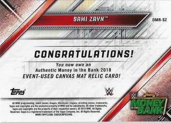 2019 Topps WWE RAW - Mat Relics #DMR-SZ Sami Zayn Back