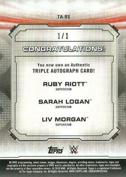 2019 Topps WWE RAW - Triple Autograph Black #TA-RS Ruby Riott / Sarah Logan / Liv Morgan Back