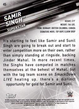 2019 Topps WWE SmackDown Live #45 Samir Singh Back
