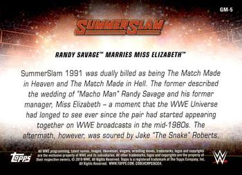 2019 Topps WWE SummerSlam - SummerSlam's Greatest Matches & Moments #GM-5 Randy Savage Marries Miss Elizabeth Back