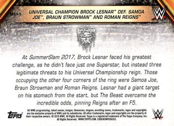 2019 Topps WWE SummerSlam - SummerSlam All-Stars #MSS-5 Universal Champion Brock Lesnar def. Samoa Joe, Braun Strowman and Roman Reigns Back