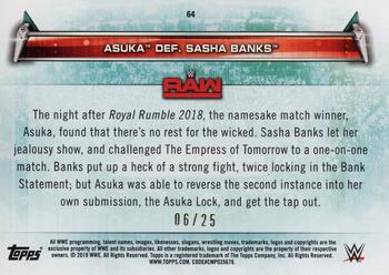 2019 Topps WWE Women's Division - Blue #64 Asuka def. Sasha Banks (Raw 1/29/2018) Back
