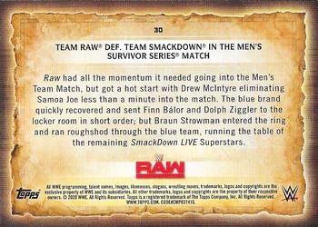 2020 Topps Road to WrestleMania #30 Team Raw Def. Team Smackdown in the Men's Survivor Series Match Back