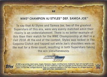 2020 Topps Road to WrestleMania #62 WWE Champion AJ Styles Def. Samoa Joe Back