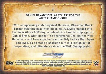 2020 Topps Road to WrestleMania #71 Daniel Bryan Def. AJ Styles for the WWE Championship Back