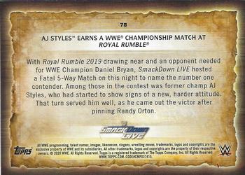 2020 Topps Road to WrestleMania #78 AJ Styles Earns a WWE Championship Match at Royal Rumble Back