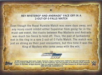 2020 Topps Road to WrestleMania #81 Rey Mysterio and Andrade Face Off in a 2-out-of-3-Falls Match Back