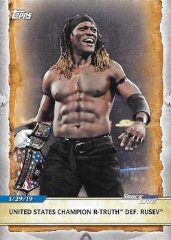 2020 Topps Road to WrestleMania #86 United States Champion R-Truth Def. Rusev Front