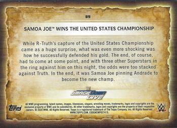 2020 Topps Road to WrestleMania #89 Samoa Joe Wins the United States Championship Back