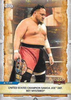 2020 Topps Road to WrestleMania #99 United States Champion Samoa Joe Def. Rey Mysterio Front