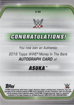 2019 Topps WWE Money in the Bank - Autographs Green #A-AK Asuka Back