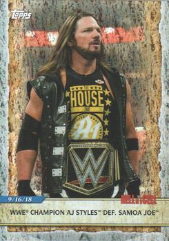 2020 Topps Road to WrestleMania - Foilboard #62 WWE Champion AJ Styles Def. Samoa Joe Front
