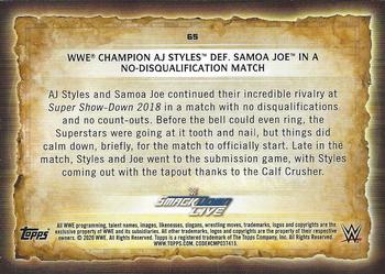 2020 Topps Road to WrestleMania - Foilboard #65 WWE Champion AJ Styles Def. Samoa Joe in a No-Disqualification Match Back