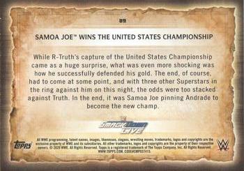 2020 Topps Road to WrestleMania - Foilboard #89 Samoa Joe Wins the United States Championship Back