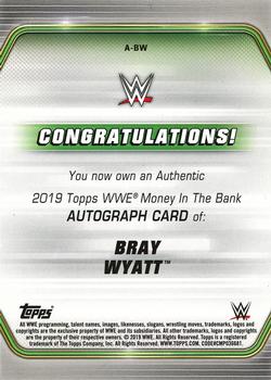 2019 Topps WWE Money in the Bank - Autographs #A-BW Bray Wyatt Back