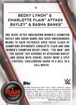 2020 Topps WWE Women's Division #85 Becky Lynch & Charlotte Flair Attack Bayley & Sasha Banks Back