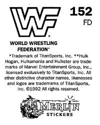 1992 Merlin WWF Stickers (England) #152 Razor Ramon Back